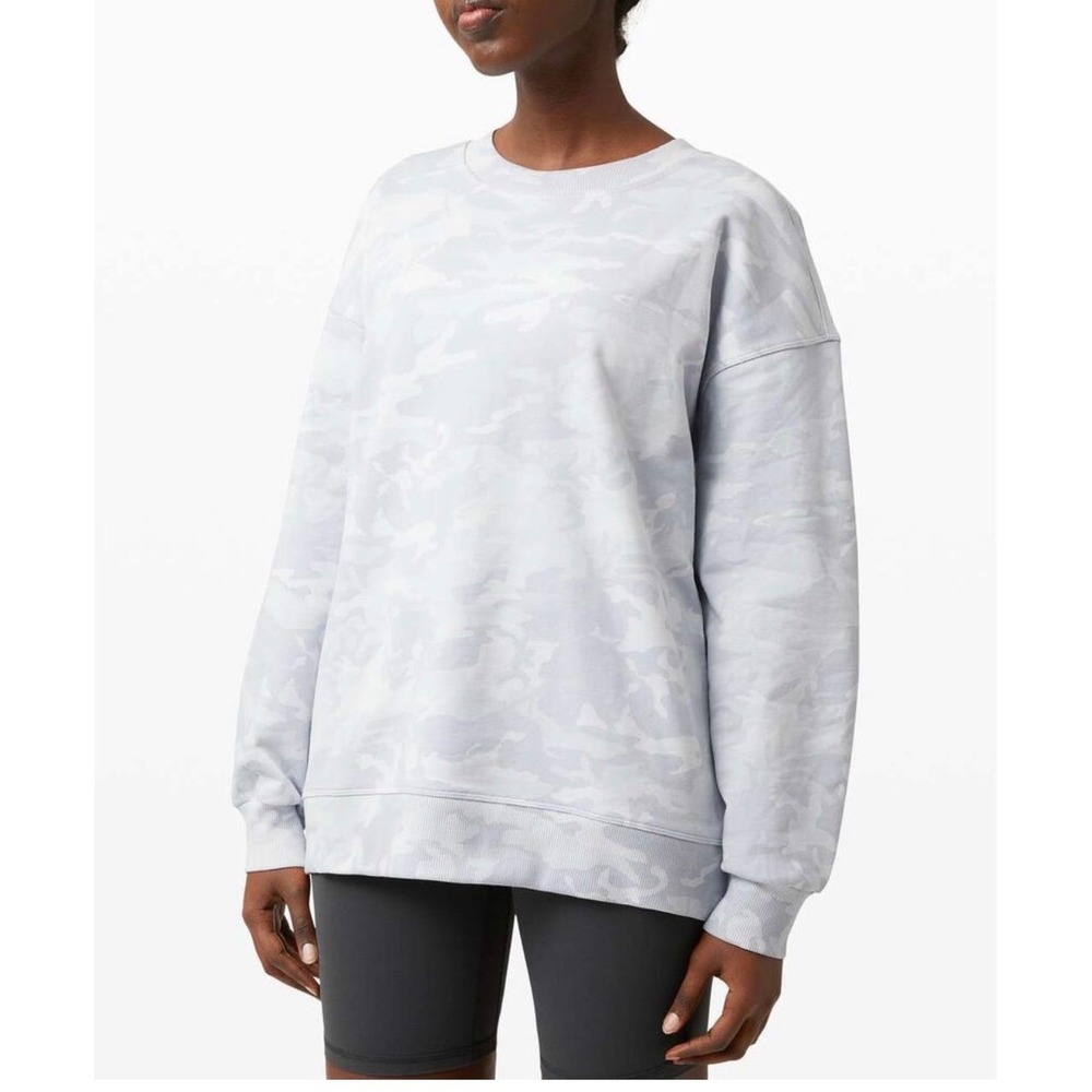 Lululemon Perfectly Oversized Crew Women L Lavender Grey Camo Excellent Pullover